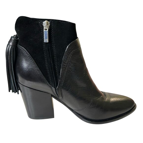 Marc Fisher Ankle Boots Janey Black Leather Suede Ankle Boots 6M Tassels - Picture 10 of 16